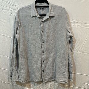 Vince Men’s white/gray striped Button Down shirt, Size Large